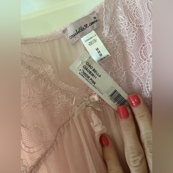NWT Cosabella Amore Ciao Bella Open Chemise Powder Pink Size Medium - Picture 5 of 6